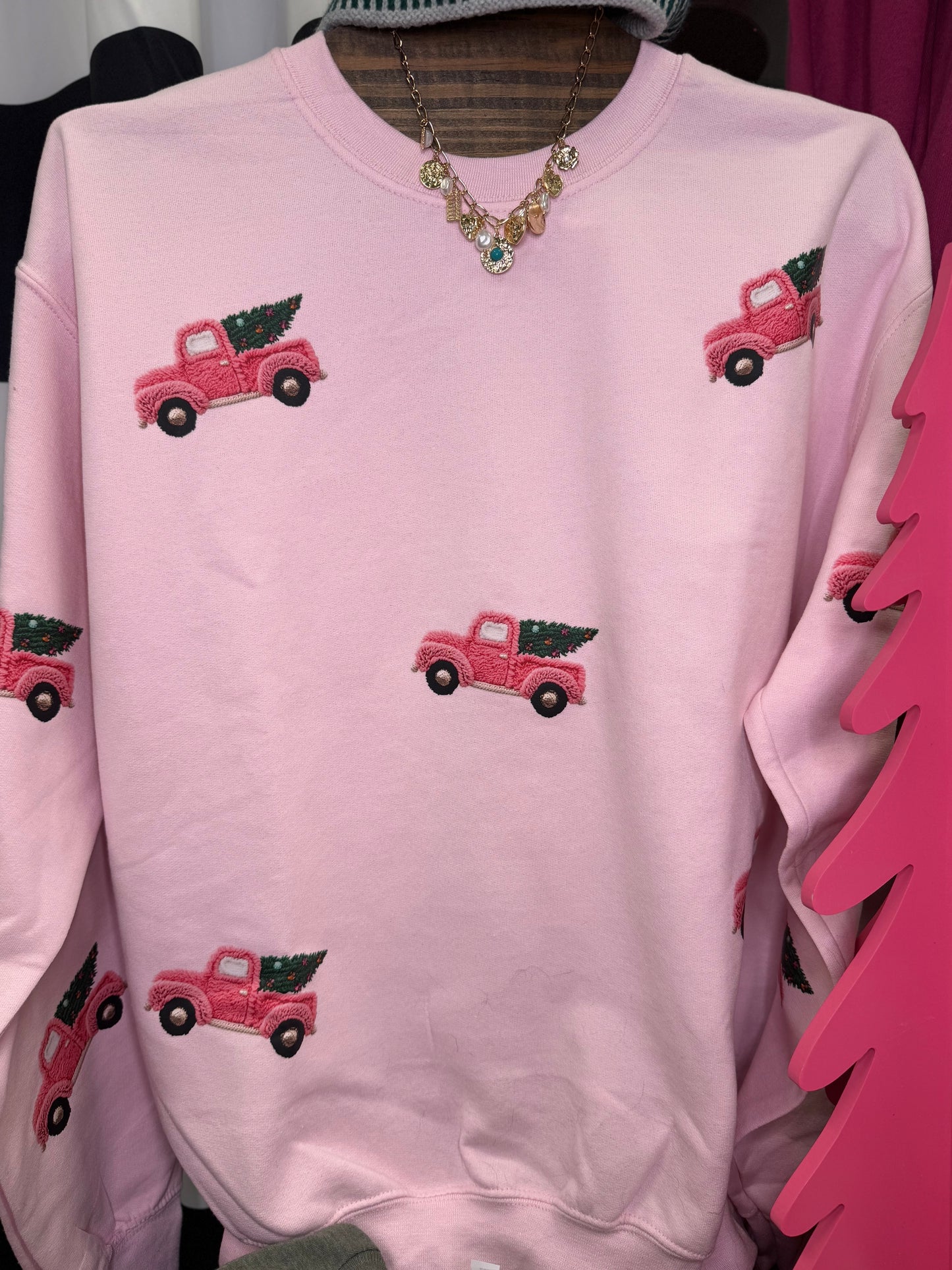 Christmas Truck Pink Sweatshirt