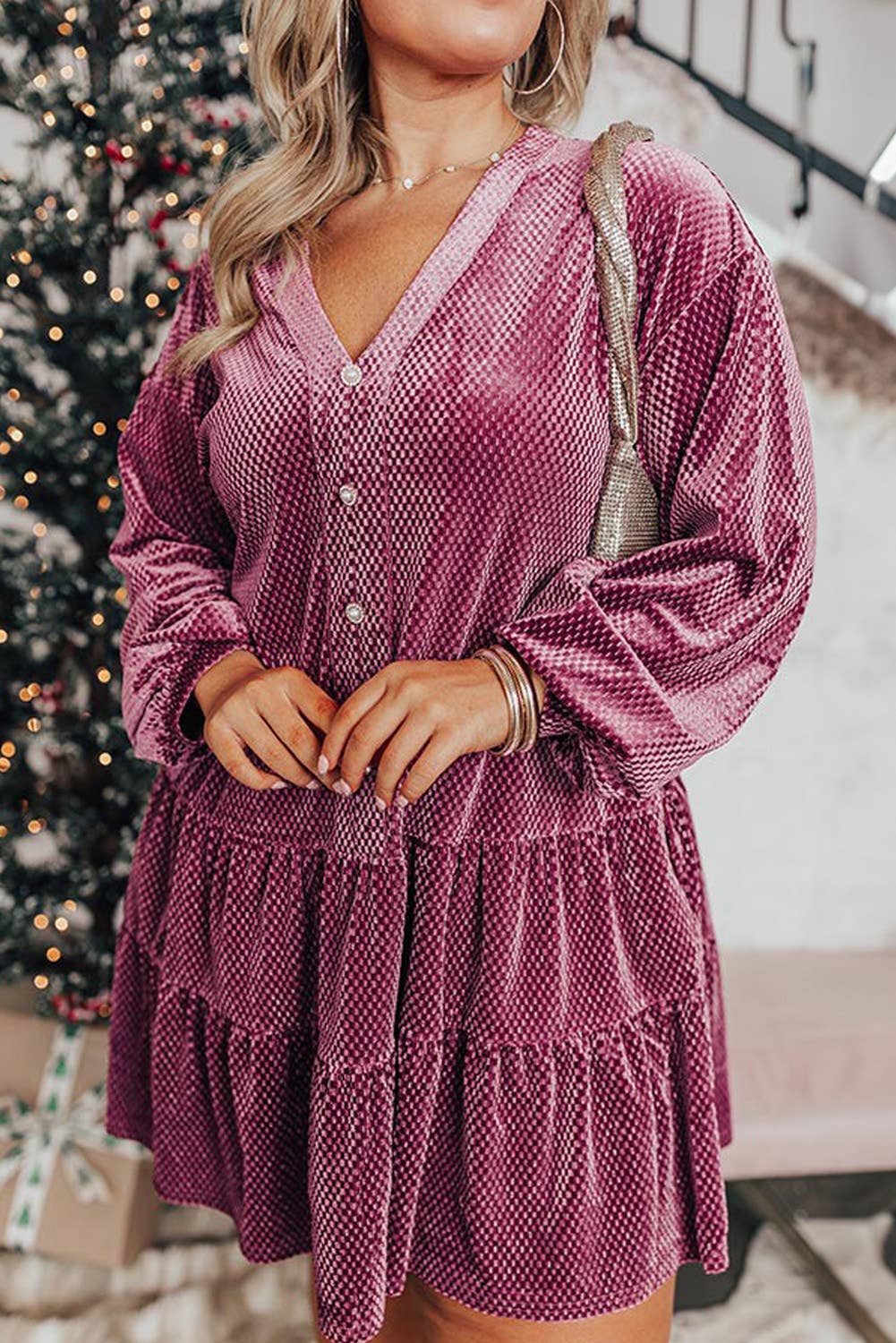 pink plus size velvet dress BETSY VELVET DRESS, 16 / Grape Nectar by Donna Morgan AMOUR781