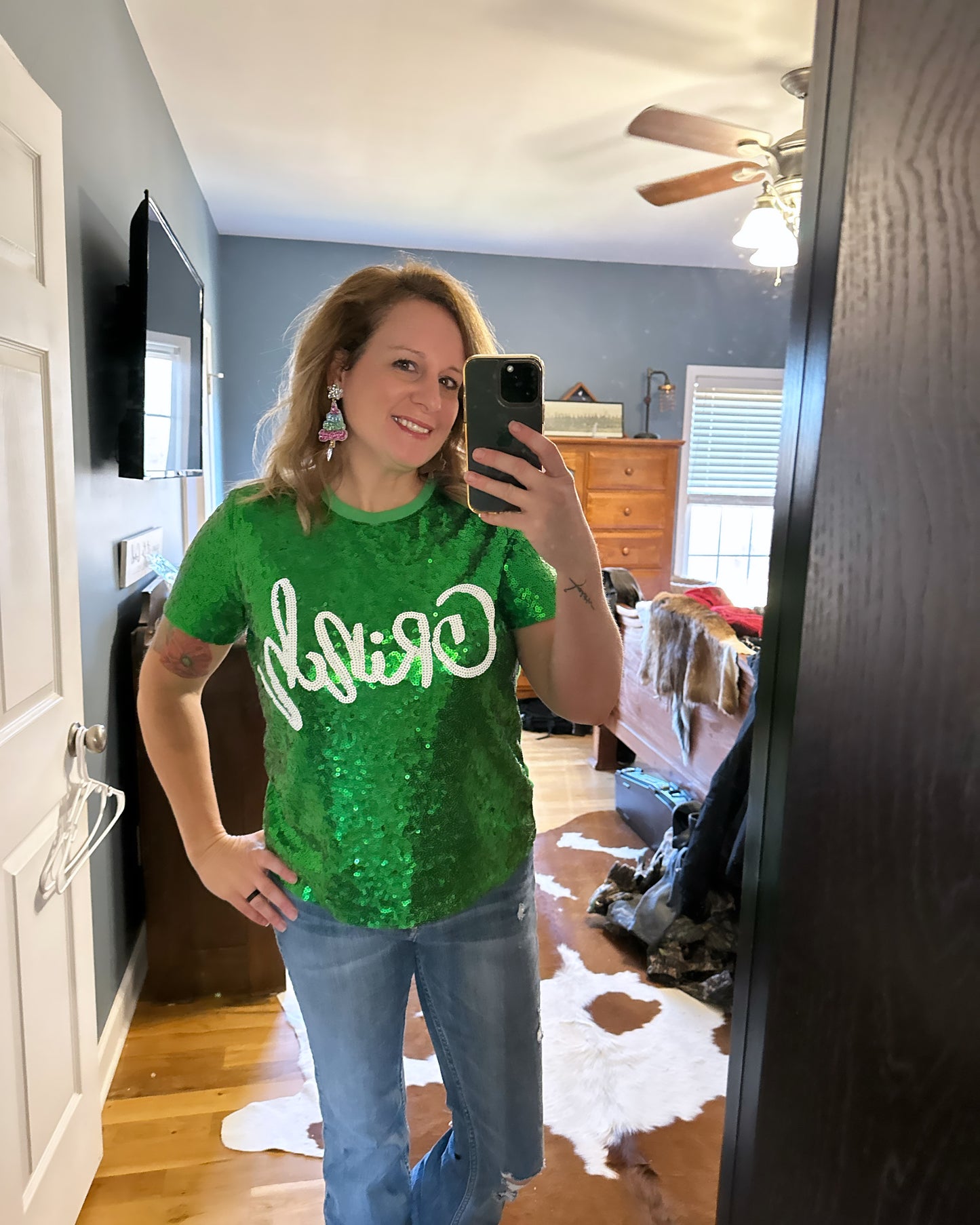 Sequin Grinch Top
