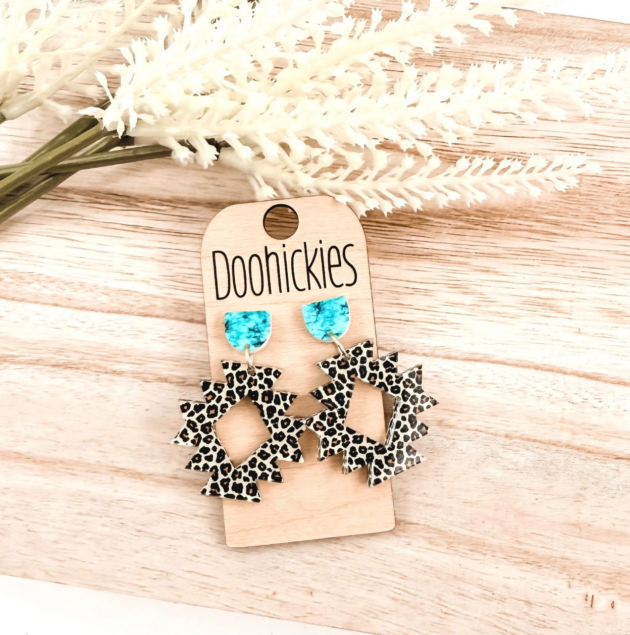 Turquoise & Leopard Earrings