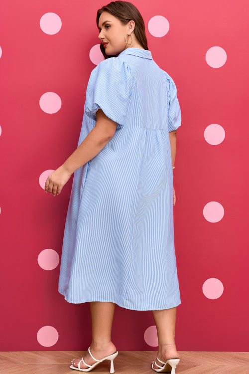 Blue Stripe Midi Dress