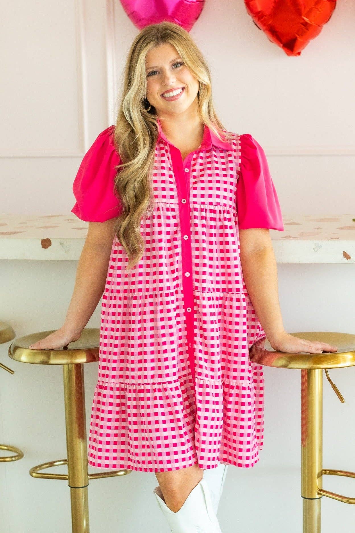 Pink Button-Up Dress