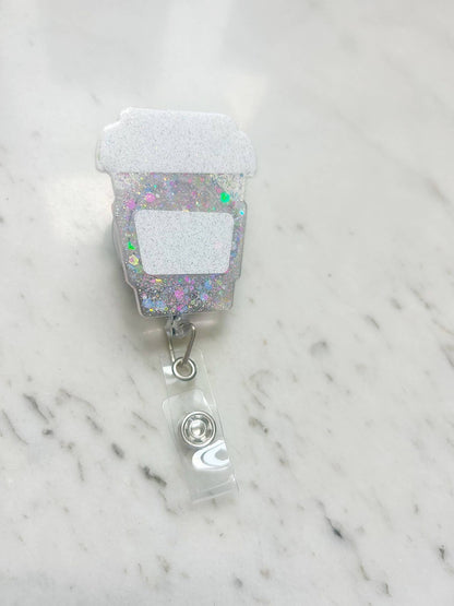 Glitter Badge Reel: Coffee Cup