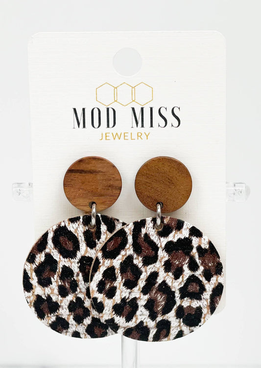 Round Earrings "Chocolate Cheetah"