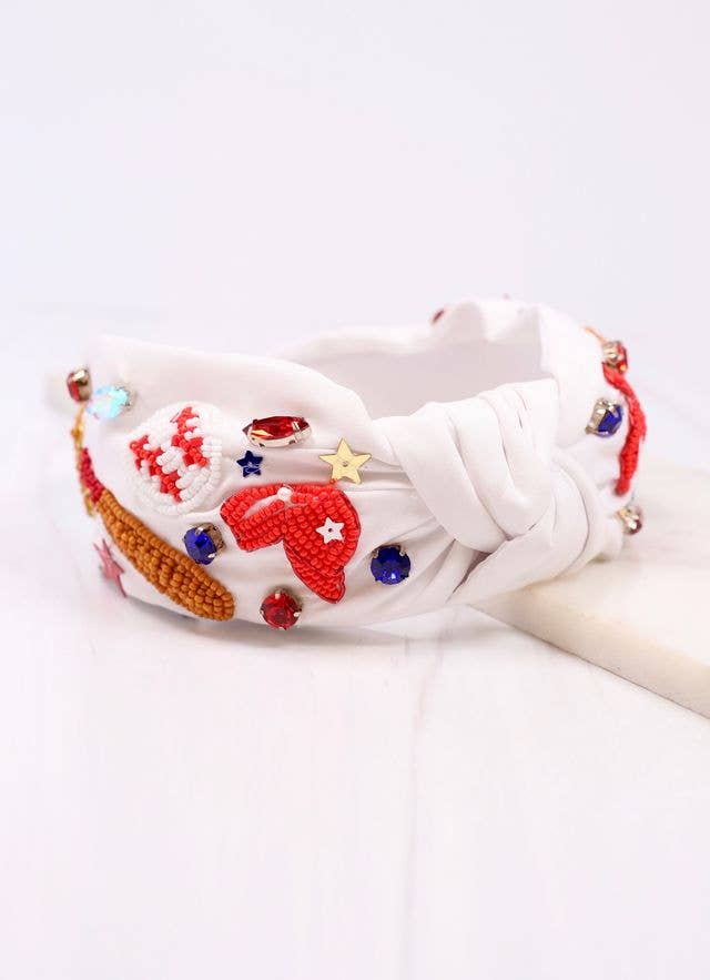 All Star Baseball Headband WHITE