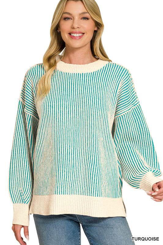 Two Tone Crew Neck Sweater