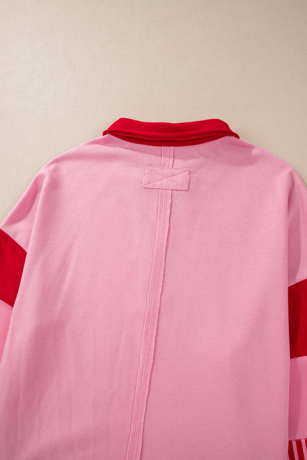 Pink & Red V Neck Sweatshirt