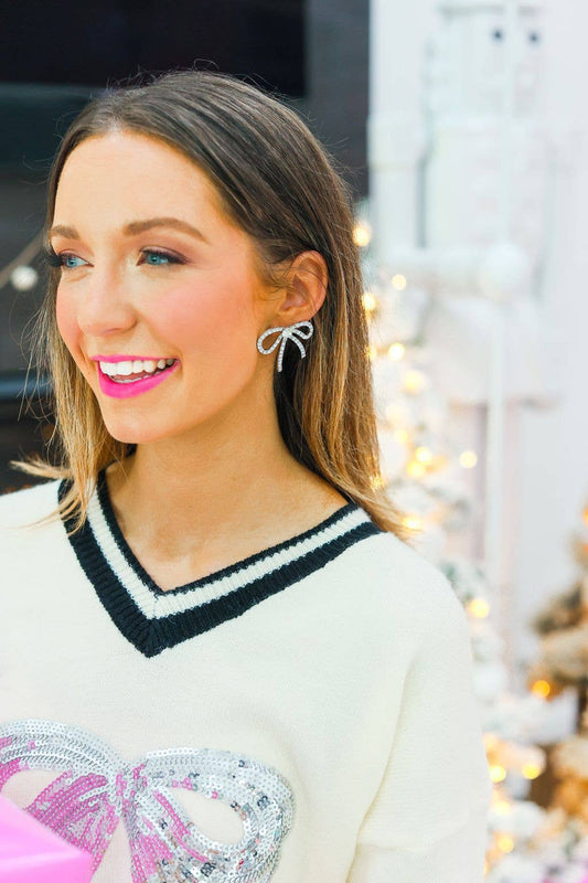 Silver Bow Earrings