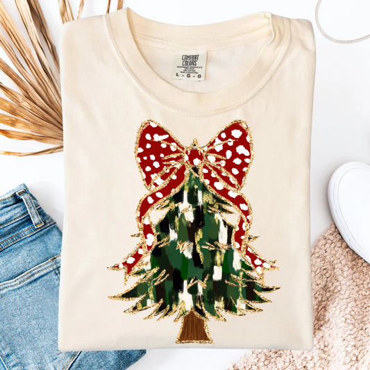 Christmas Tree Tee with Bow