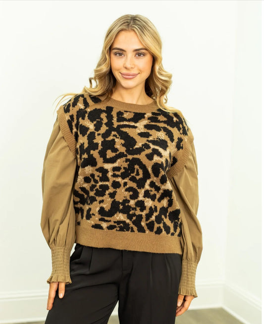 Leopard Sweater Vest Top