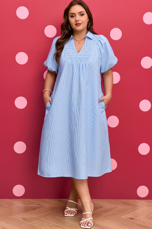 Blue Stripe Midi Dress