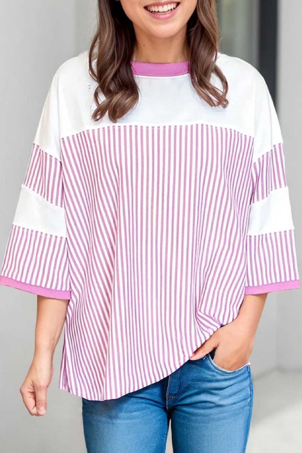 Pink & White Oversize Top