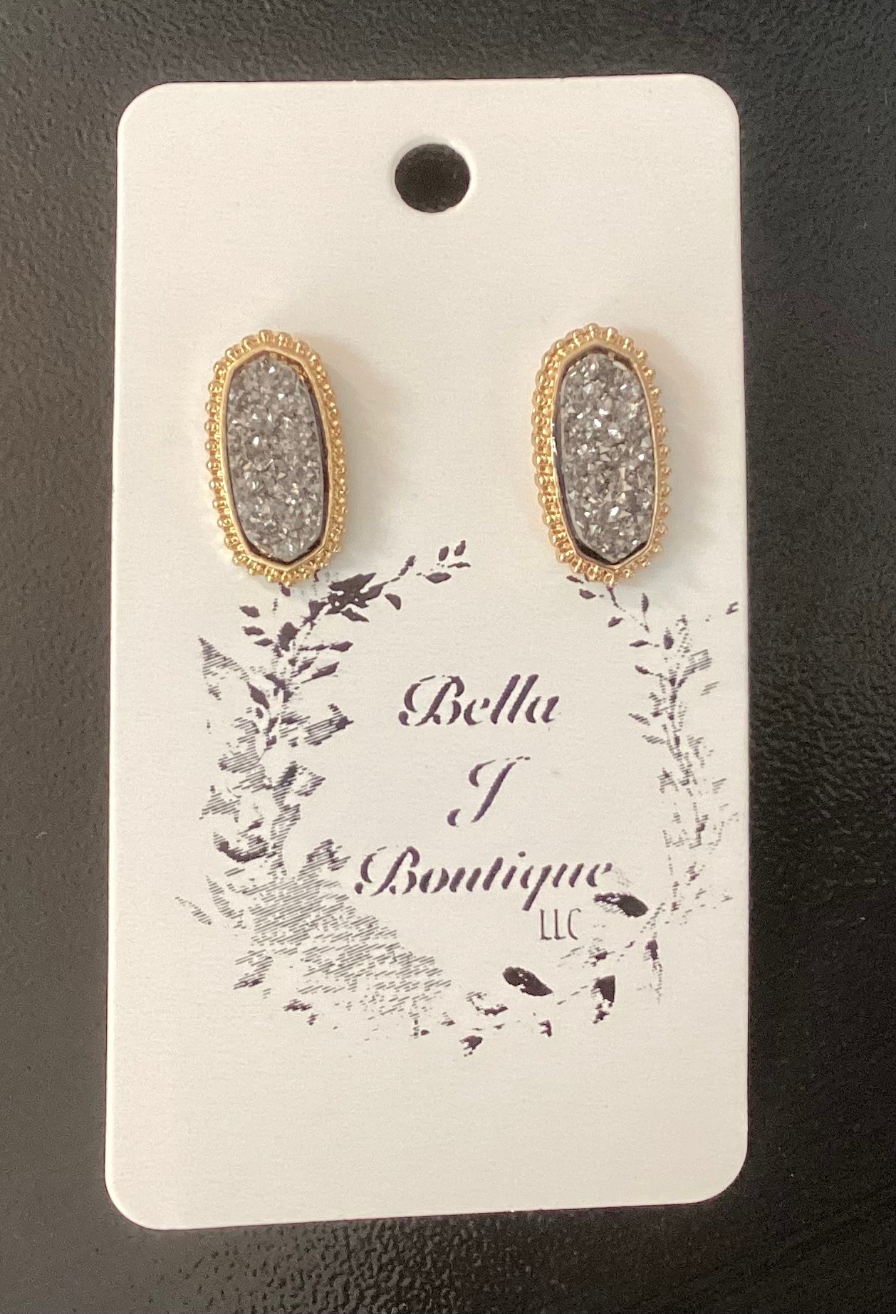 Gold/Gray crystal earrings